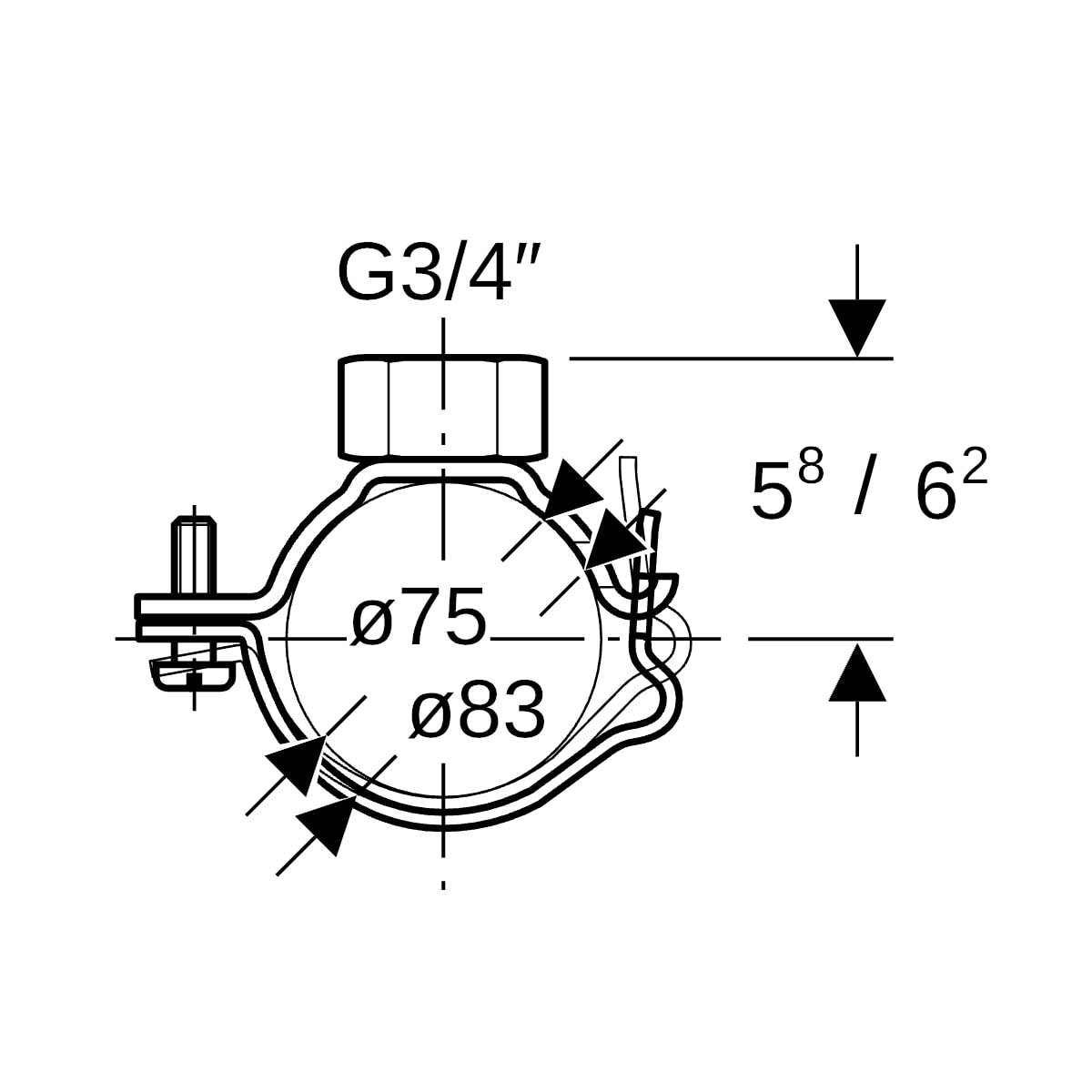 Geberit Rohrschelle d75/83 G3/4 verstellbar