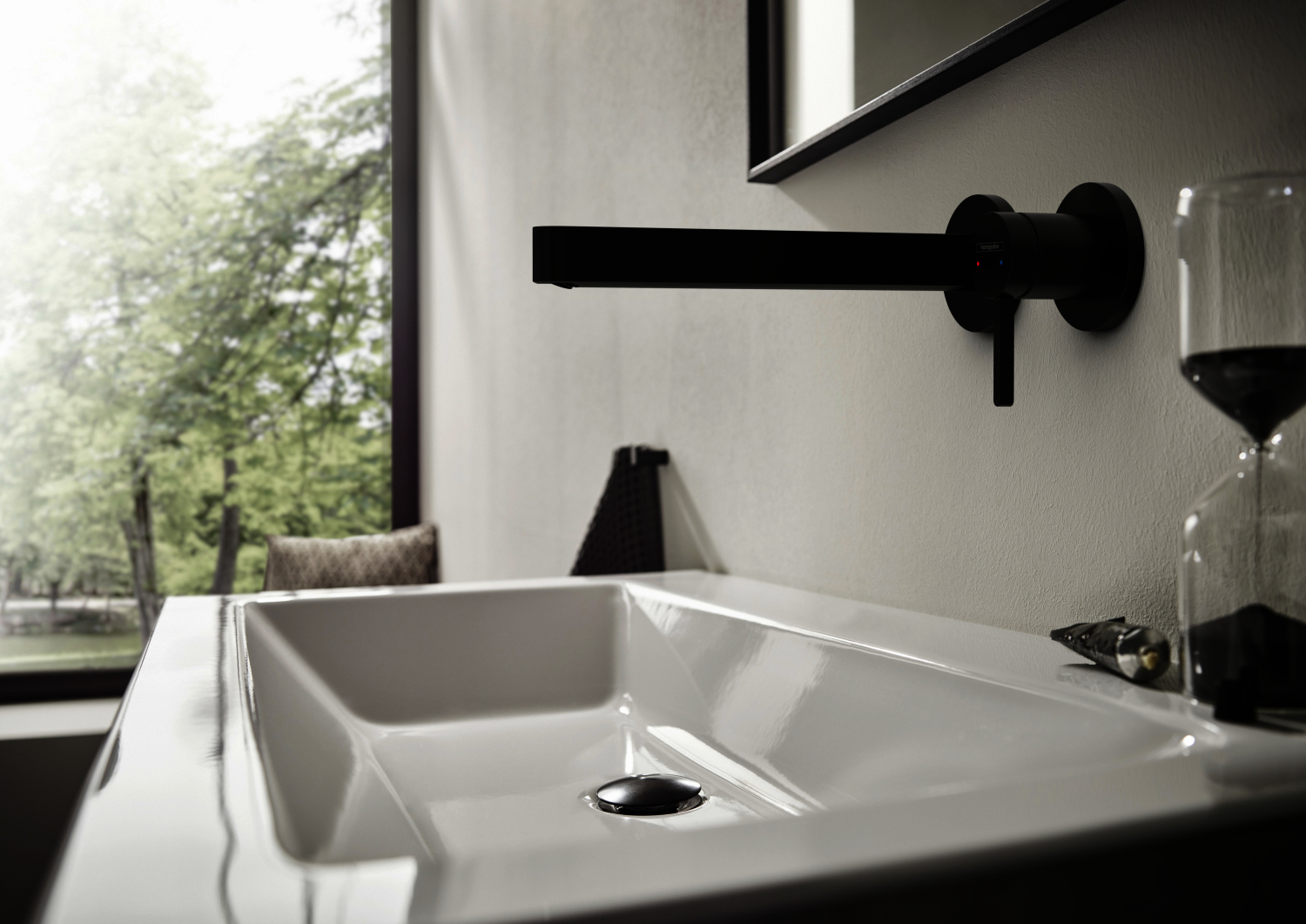 Hansgrohe 2-Loch Waschtischmischer Unterputz Finoris F-Set langer Auslauf mattschwarz