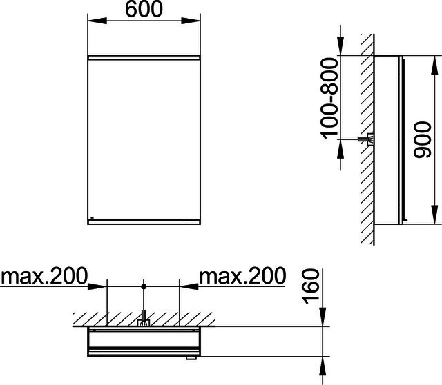 KEUCO Royal Modular 2.0 SPS, bel. 80001, Vorb,1Steckd,sb-elox,600x900x160mm