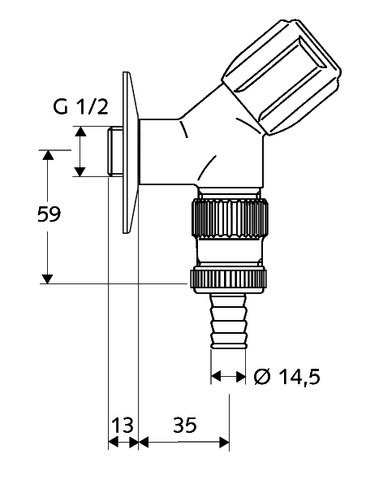 SCHELL Geräteschrägsitzventil COMFORT RV, Schlauchplatz-Sicherung, 1/2", chrom