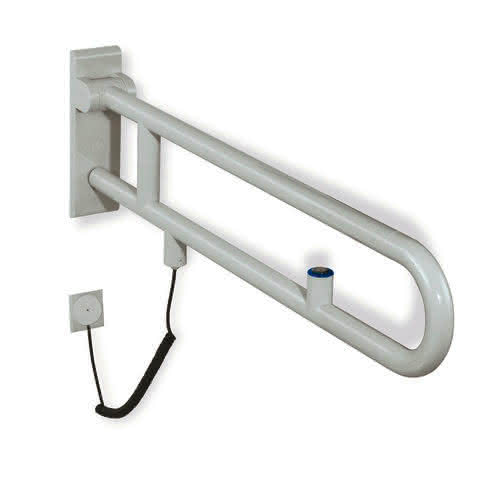 HEWI Stützklappgriff drehb. Ser 801, WC-Spülung, L:700mm signalweiß