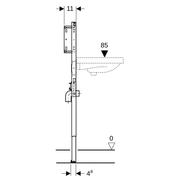 Geberit Duofix Element f. WT, 112-130 cm Wandarmatur Unterputz