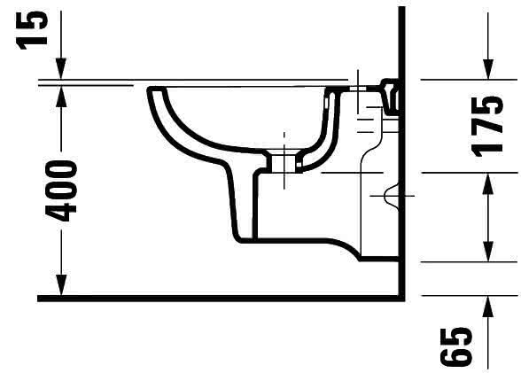 DU Wand-Bidet D-Code Compact 480 mm mit ÜL, mit HLB, 1 HL, weiß