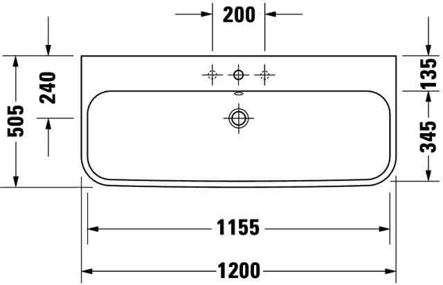 DU Möbelwaschtisch Happy D.2 1200 mm m.ÜL, m.HLB, 1 HL, geschl., weiß