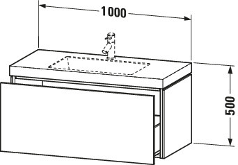 DU WTU L-Cube m. Vero Air 500x1000x480mm o.HL, 1 Auszug, Eiche dunkel gebürstet