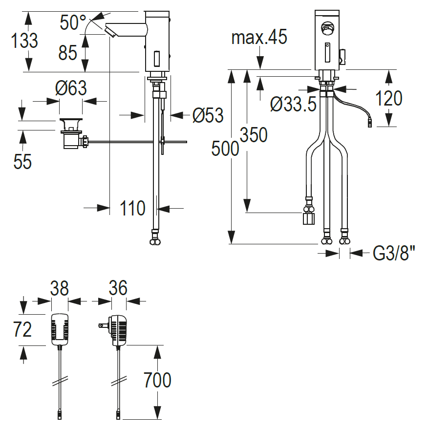 CONTI+ lino elekt. IR Standarm. NetzAP m.Misch. Chrom o.Ablg. Click L30