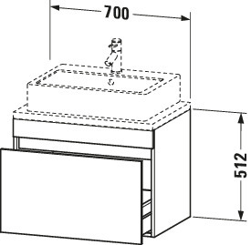 Duravit WTU DuraStyle f. Konsole 512x700x478 1 Auszug, betongrau matt/betongrau matt