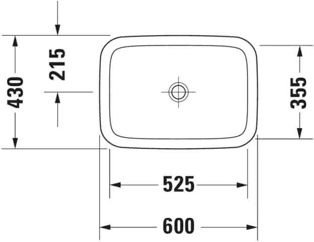 DU Einbauwaschtisch DuraStyle 600 mm EB v.oben, o.ÜL, o.HLB, weiß
