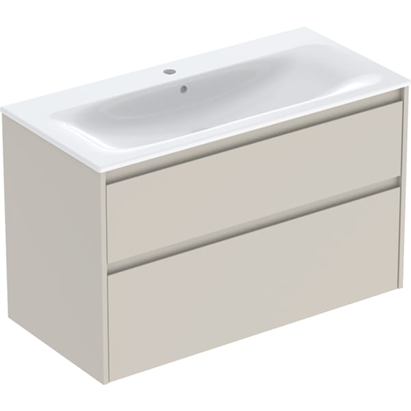 Geberit Renova Plan Set MWT mit US, 2 Schubl. 100x62,1x48cm, sandgrau/l. seidenmatt