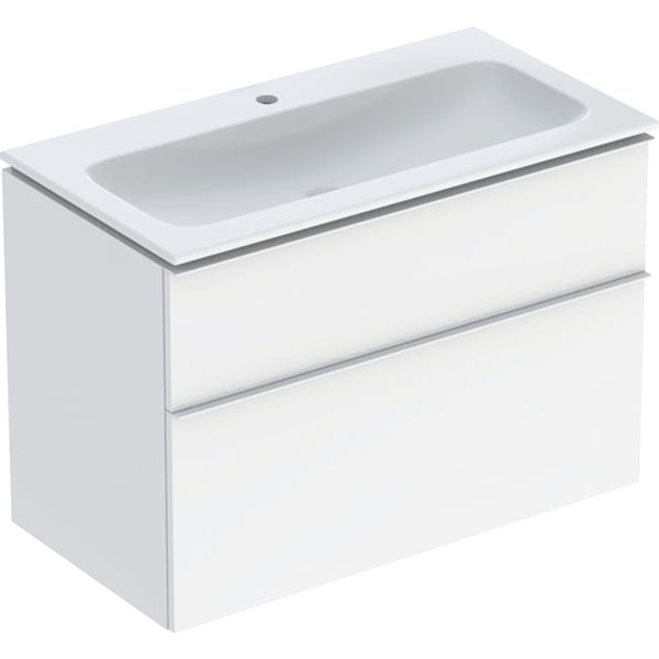 Geberit iCon Set MWT m. US, 2 Schubl. 90x63x48cm, weiß hgl./Gr. weiß matt/Tect