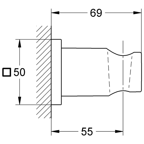 GROHE Wandbrausehalter Rainshower 27075 nicht verstellbar eckige Rosette chrom