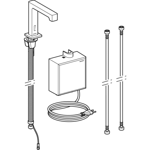 Geberit Brenta WT-Arm., Standmontage, Netz mit AP-Funkt.Box, m.Therm.Misch., chrg