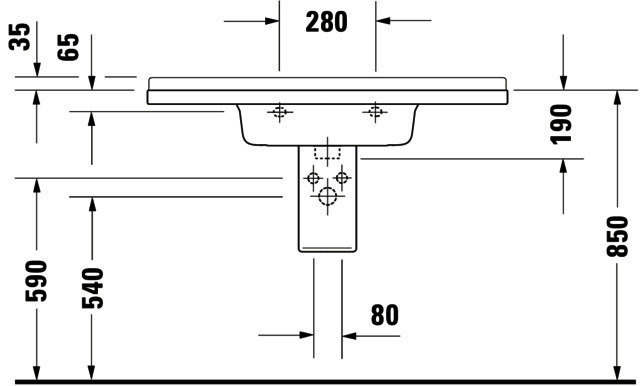 DU Möbelwaschtisch Starck 3 1050 mm mit ÜL, mit HLB, 1 HL, weiß WonderGliss