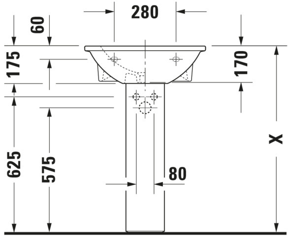DU Waschtisch Darling New 550 mm mit ÜL, mit HLB, 1 HL, weiß WonderGliss