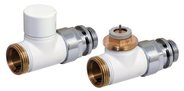 Flamco Design-Therm.-Ventil-Set Durchg.D3805 G1/2a x G3/4a Eurok. MS weiß