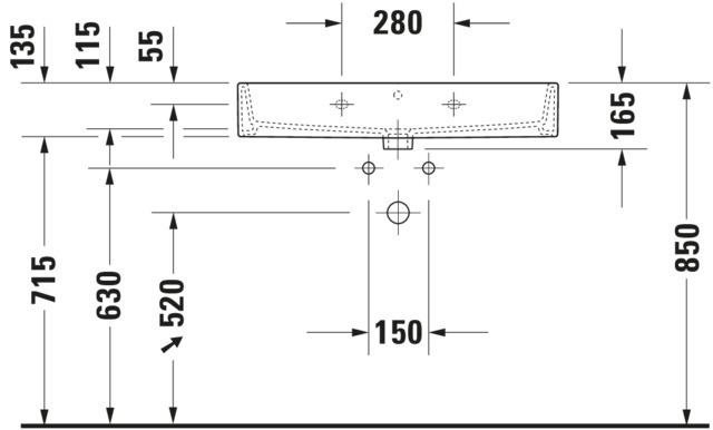 DU Waschtisch Vero Air 800mm o. ÜL, m. HLB, o. HL, weiß
