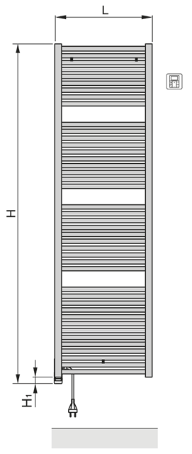 Zehnder Design-HK Toga elektr. TE-180-075/GD 1785x35x750 Concr. Grey