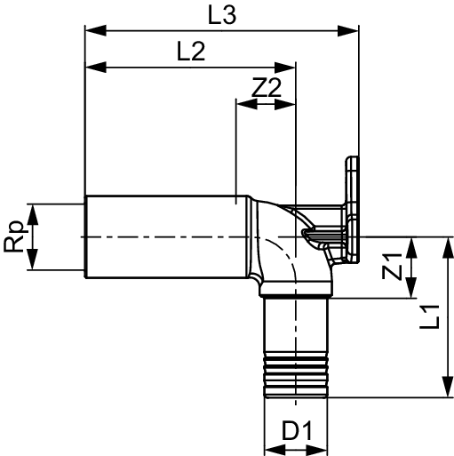 TECElogo-Push Universal-Wandscheibe lang, Dim.20xRp 1/2", Rotguss/Si-Bronze
