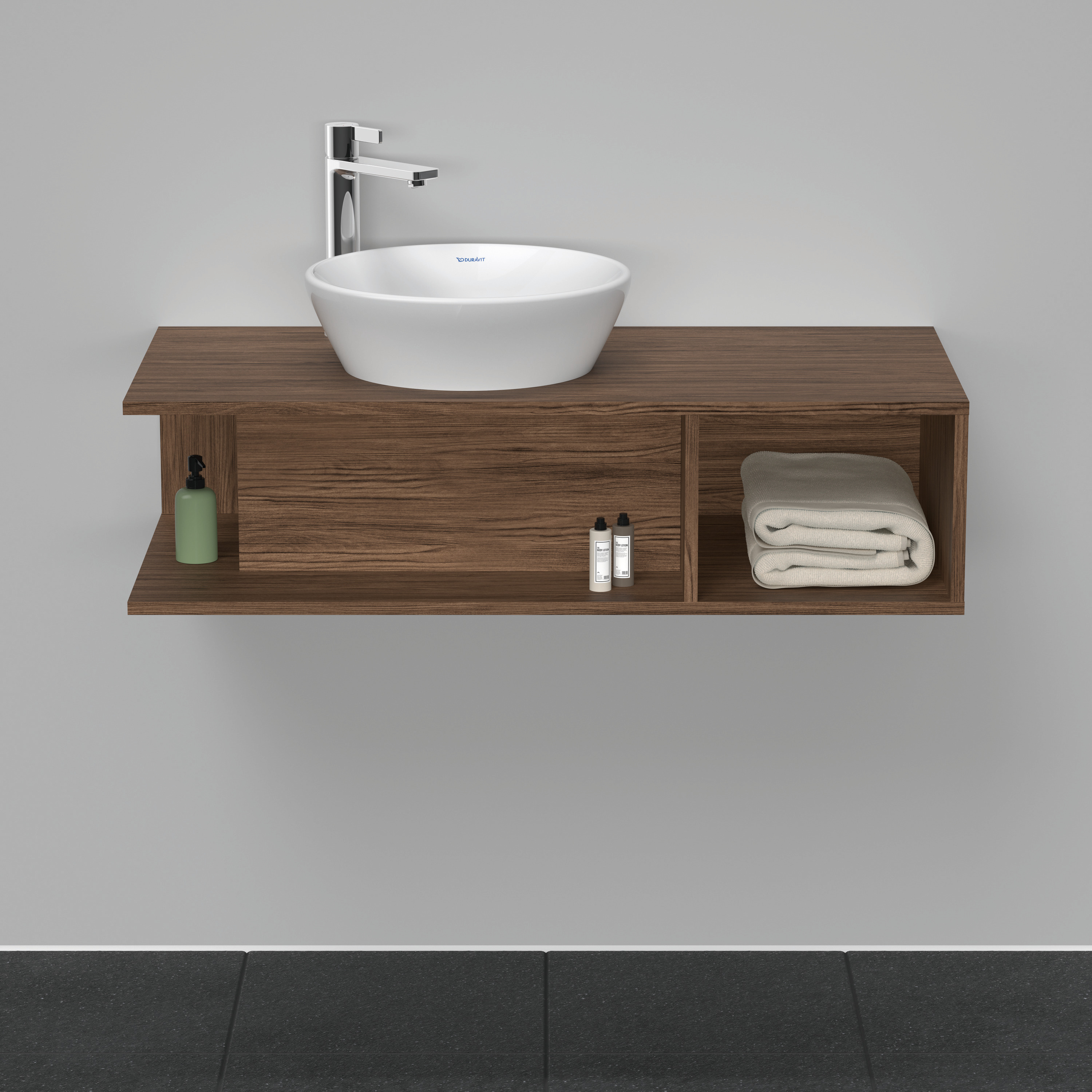 Duravit D-Neo WTU wandh.,1 offenes Fach r., 260x1000x480mm, Nussbaum Dunkel