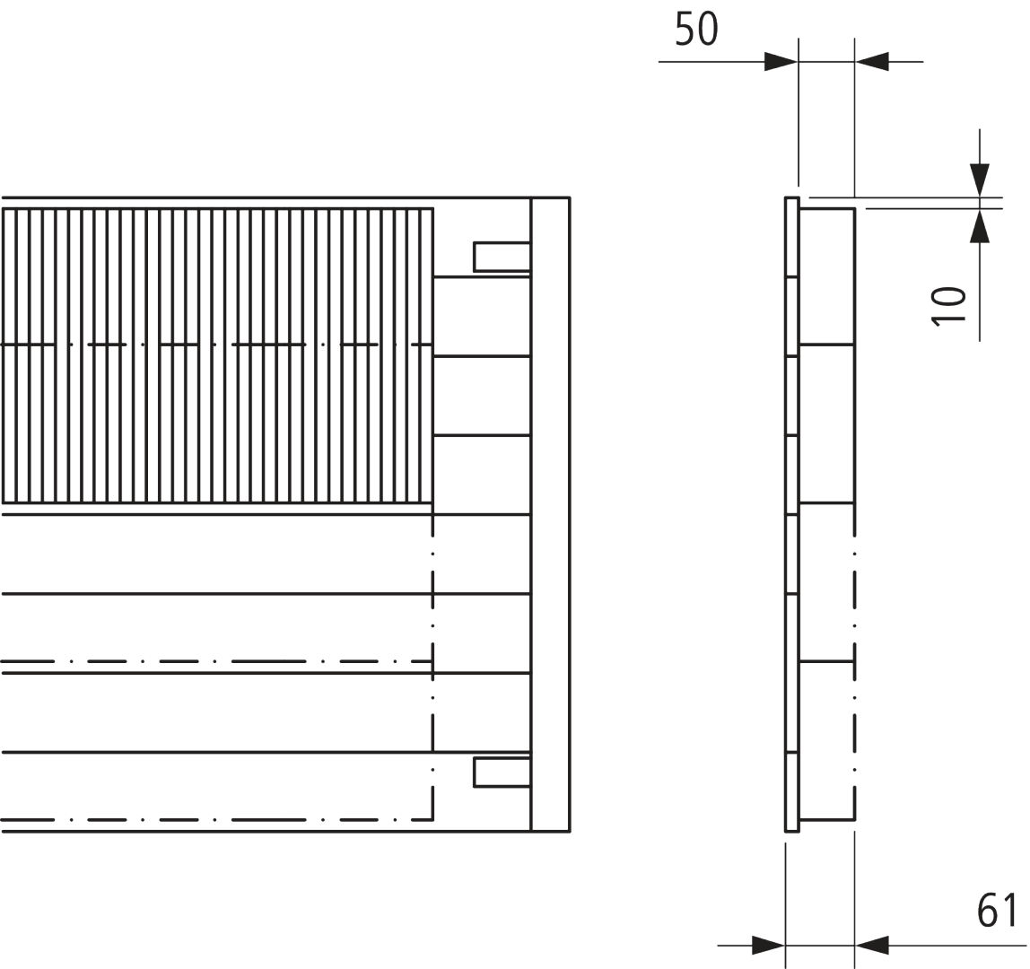 Kermi V-Heizwand HHV11 BH560x61x1600 QN1243,weiß,6bar,m.Abd.,Ausf. re,LH120