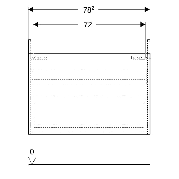 Geberit Renova Plan US f. WT, mit 1 Schublade u. Innenschubl., 78,2x60,6x44,6cm, weiß