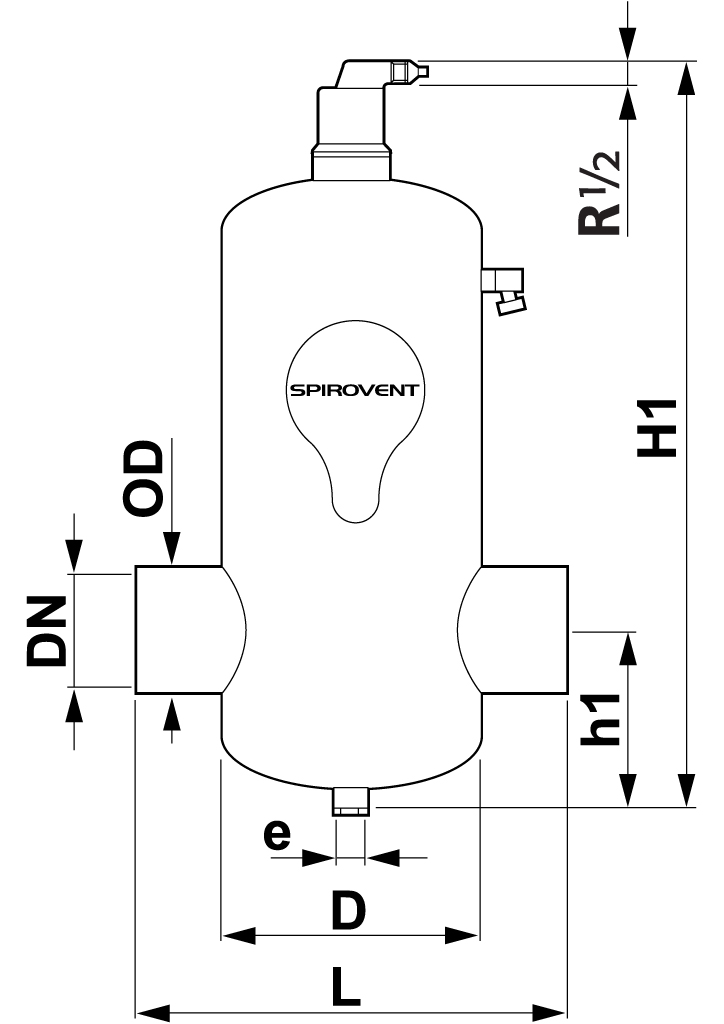 Spirotech Luftabscheider SpiroVent DN 125 - Schweißst., 10 bar / 110 Grad