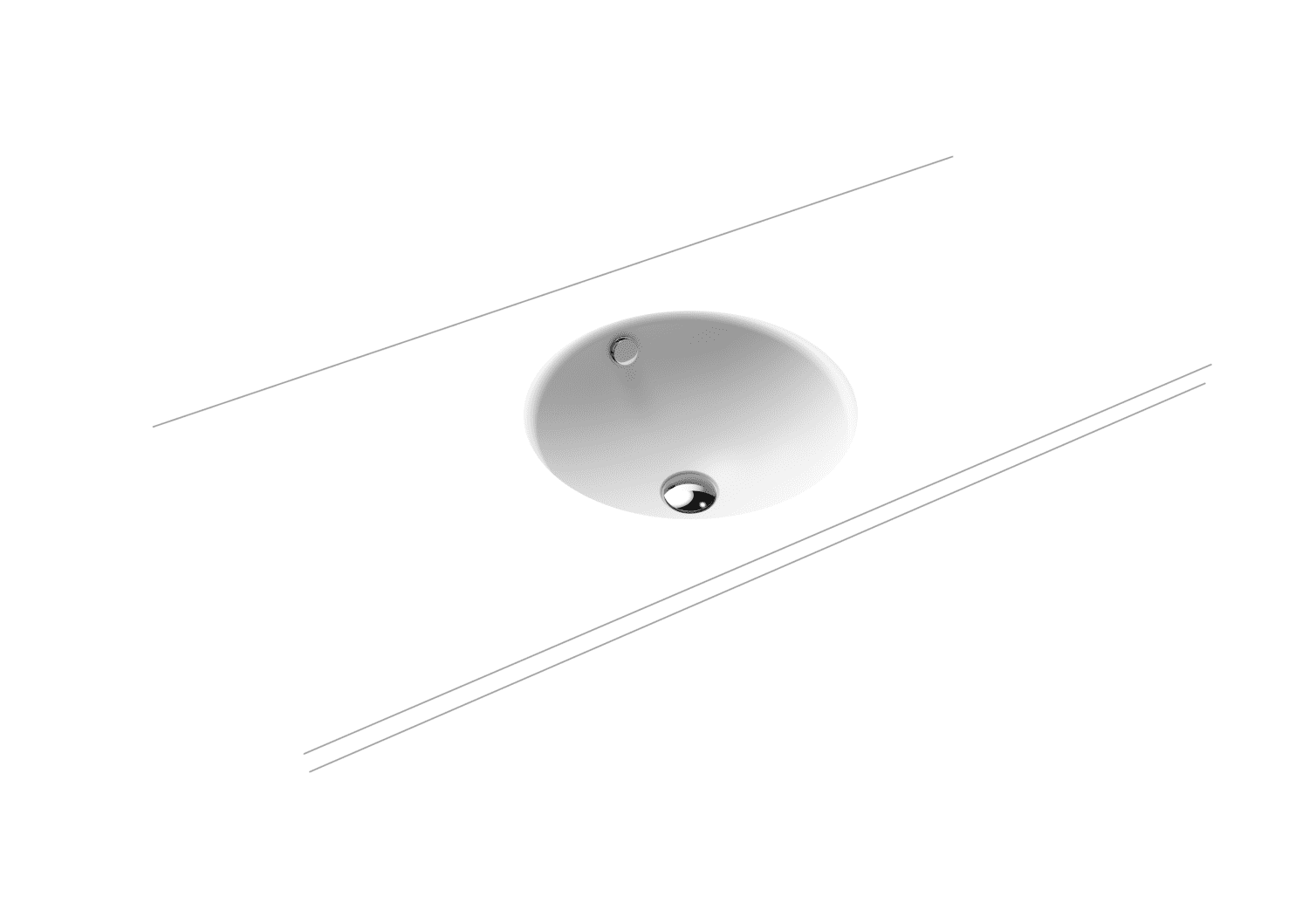 KA WB CLASSIC UNTERBAUWASCHTISCH Mod. 3183,d:432mm,alpwm,PEFF,AD,mÜL,chr