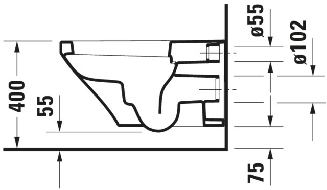 DU Wand-WC DuraStyle 620 mm Tiefspüler, Durafix, weiß