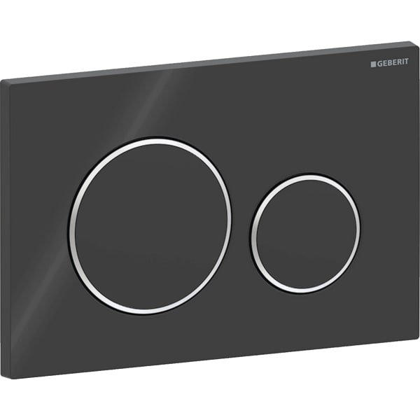 Geberit Sigma20 BetPl., rund, 2-Mengen-Sp. schwarz glänzend / chrom glänzend