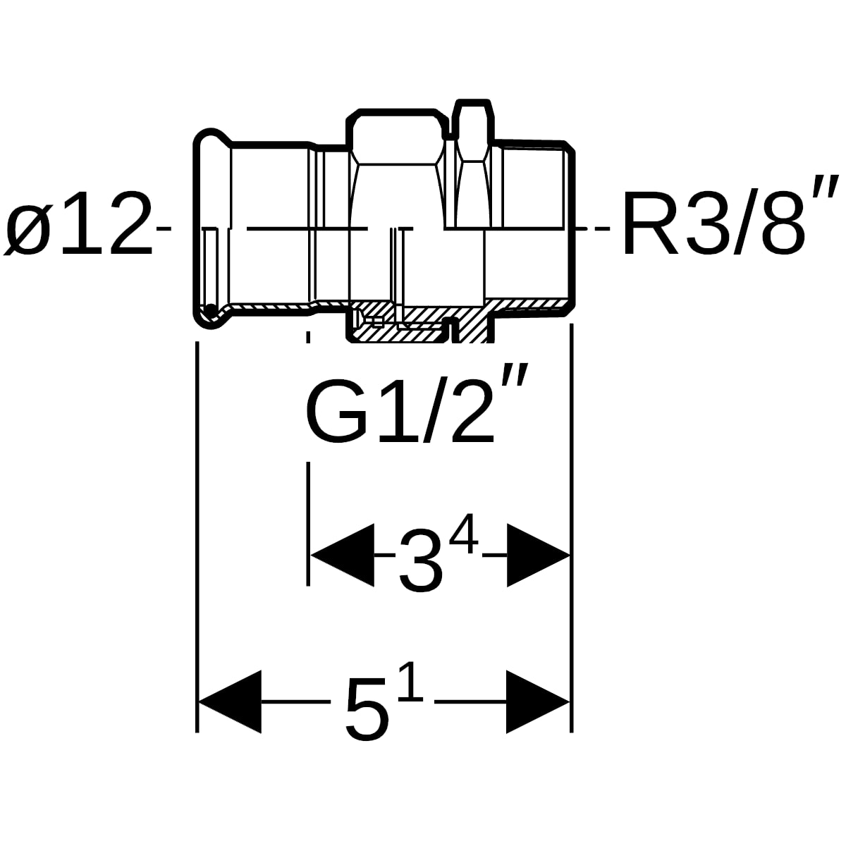Geberit Mapress Kupfer Übergangsverschraubung mit AG Rg d12-R3/8