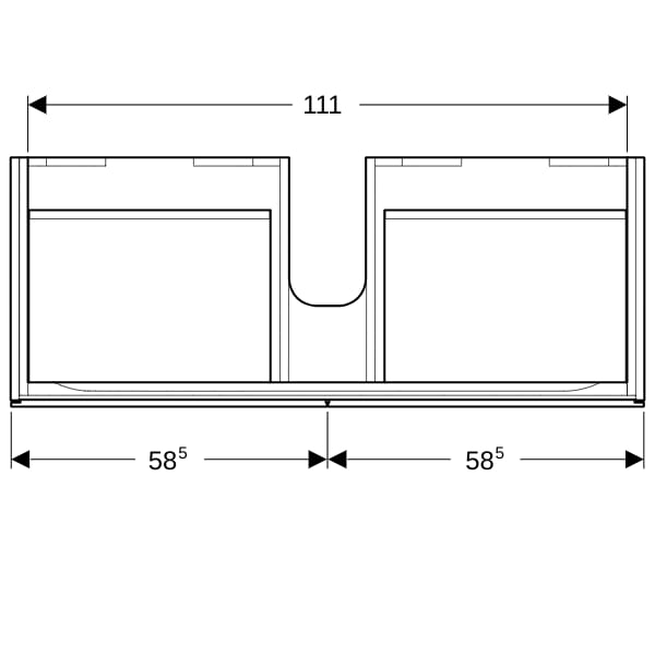 Geberit Xeno2 Unterschrank f. WT m. B:120cm m. 2 Schubl., 117,4x22x46,2cm, weiß