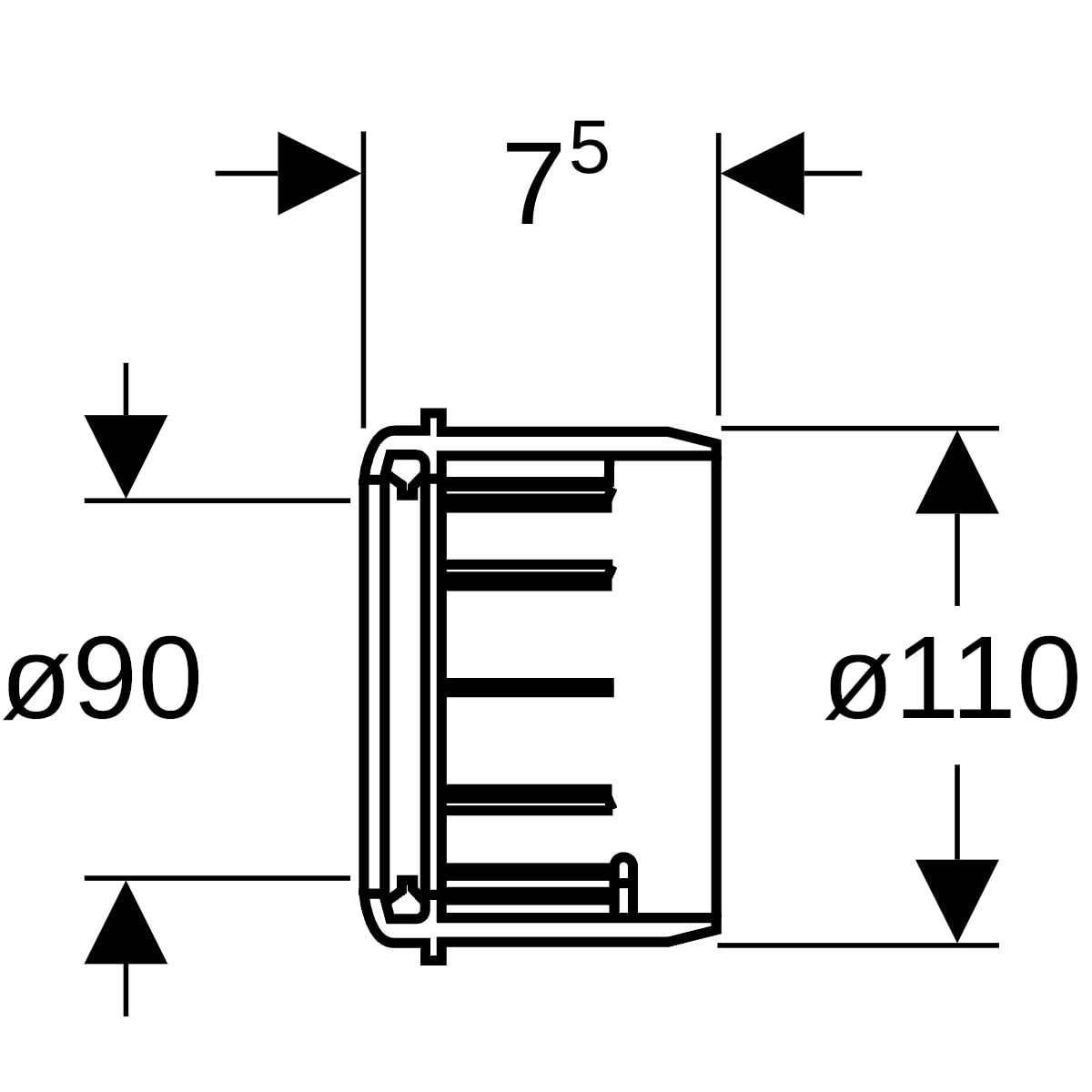 Geberit PE Übergangsmuffe d90/110
