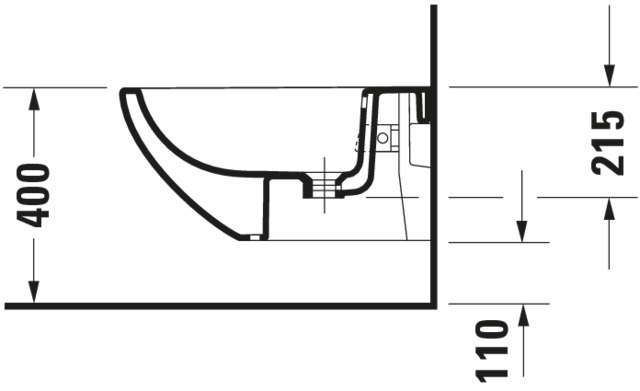 DU Wand-Bidet Architec 580 mm m.ÜL, m.HLB, 1 HL, Durafix, weiß