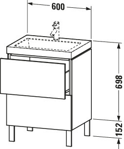 Duravit WTU L-Cube m. Vero Air 698x600x480mm o.HL, 2 Auszüge, Eiche Dunkel gebürstet