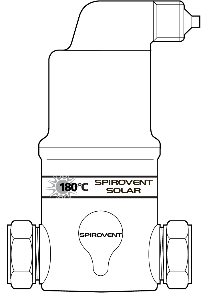 Spirotech Luftabscheider SpiroVent Solar AutoClose, 22 mm, 10 bar, 180 Grad