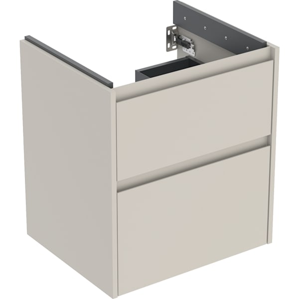 Geberit Renova Plan US f. WT, m. 2 Schubladen 54,6x60,6x44,6cm, sandgrau/l. seidenmatt