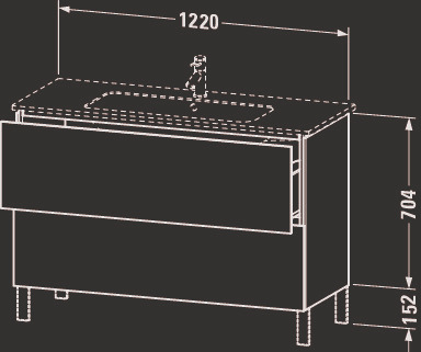 DU WTU stehend L-Cube 481x1220x704mm 2 Auszüge, f.233612, Eiche Natur