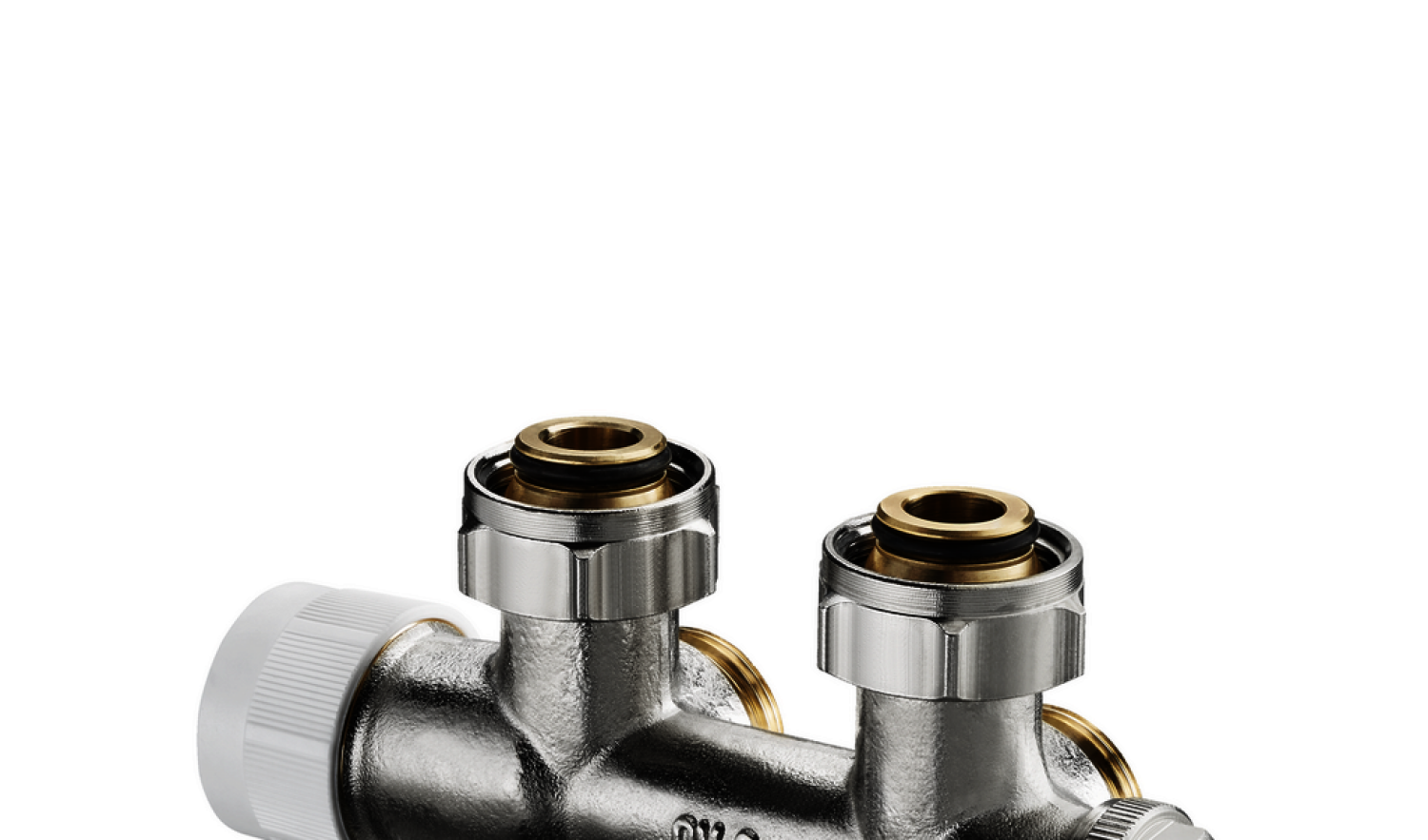 OVENTROP-Anschlussarmatur "Multiblock T" 3/4"ÜM x 3/4"AG, 2-Rohr, Messing, Eck