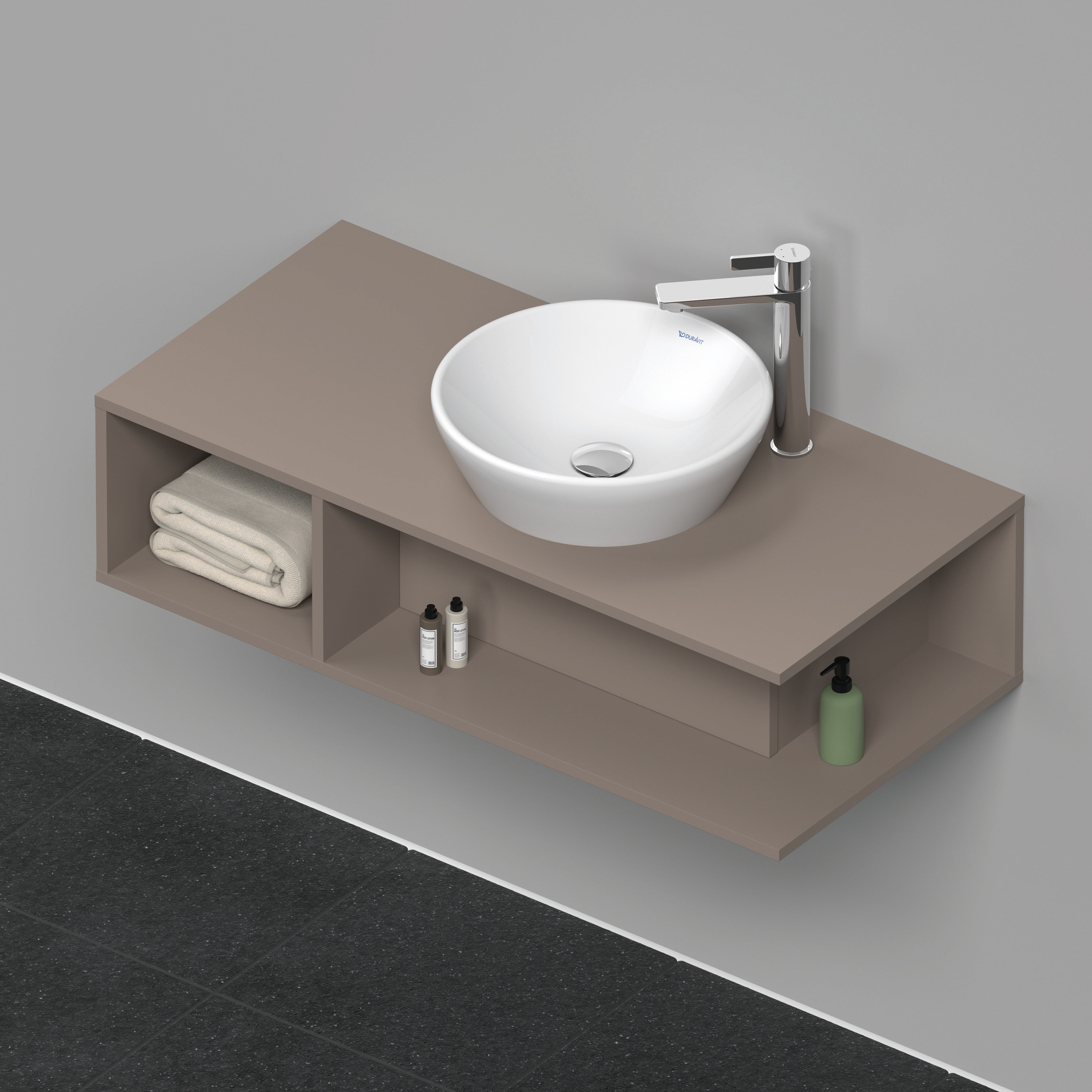 Duravit D-Neo WTU wandh.,1 offenes Fach l., 260x1000x480mm, Basalt Matt