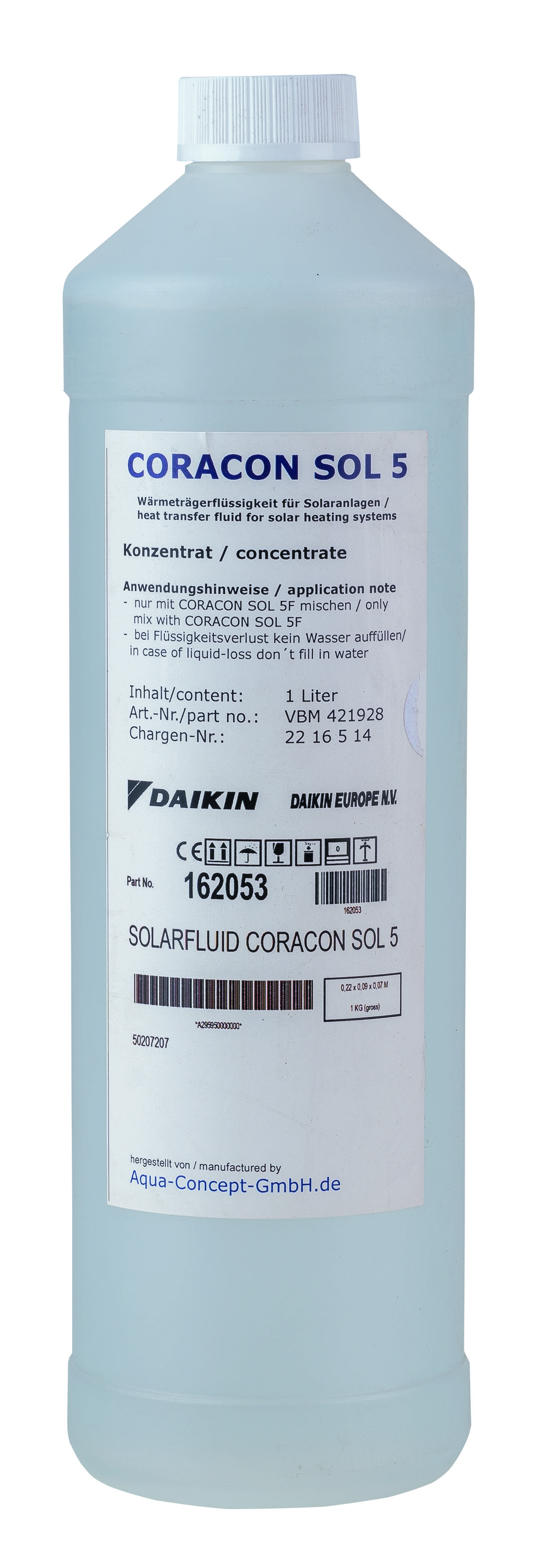 Daikin Solarfluid CORACON SOL 5, 1 L/VPE Konzentrat zur Erweit. des Frostbereichs Daikin Solarfluid CORACON SOL 5, 1 L/VPE Konzentrat zur Erweit. des Frostbereichs