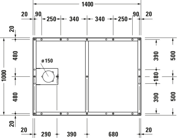 DU Fußgestell für Duschwanne Tempano 1400x1000mm