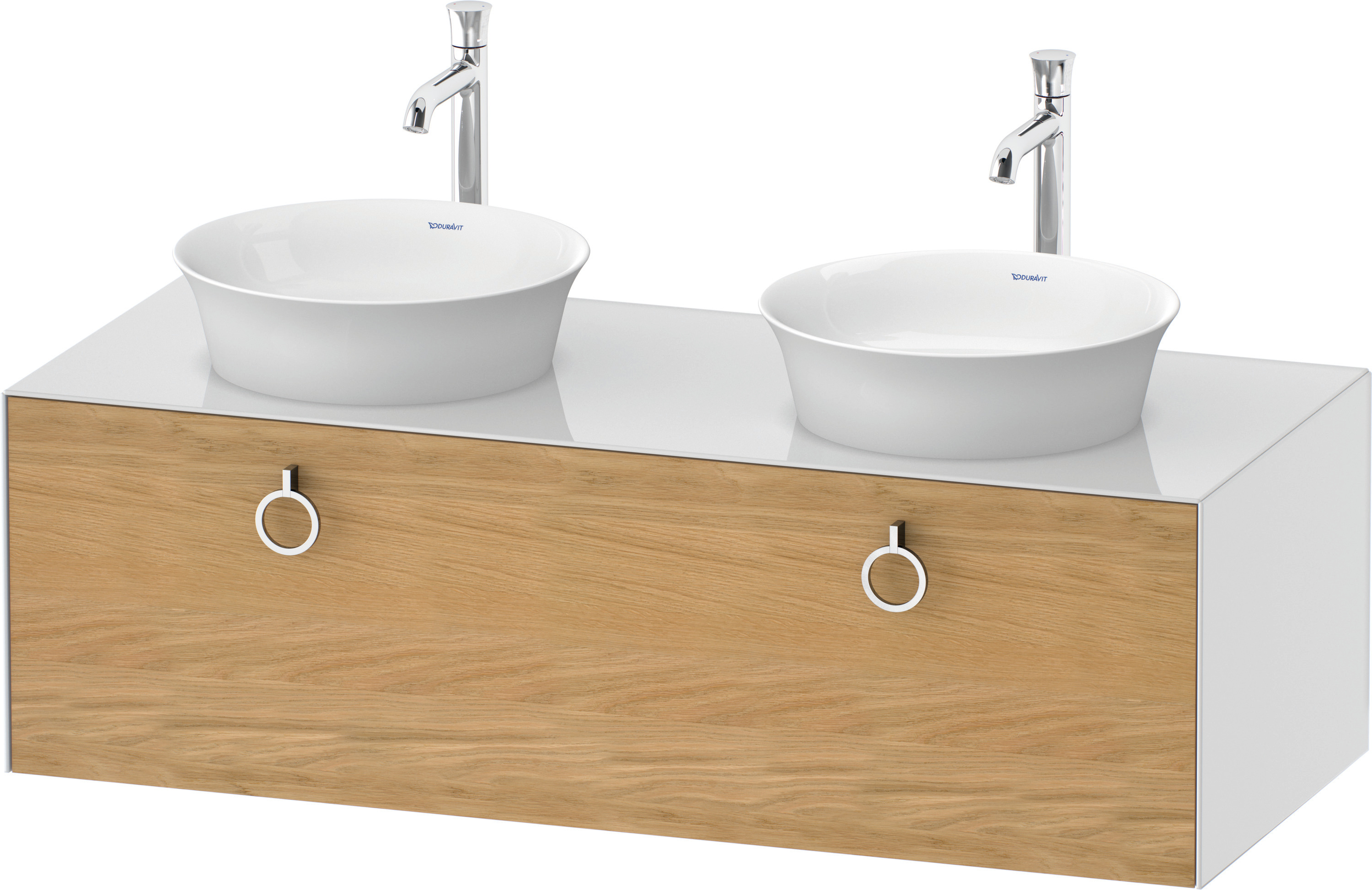 Duravit WTU wandh.White Tulip,1 Aus.,m.Griff Aus.b,408x1300x550,Eiche N.M./Weiß HGL