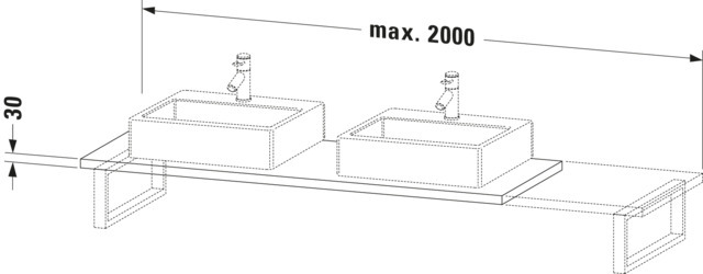 Duravit Konsole variabel DuraStyle 2 Ausschn.,30xvarx550,Nussbaum Dunkel
