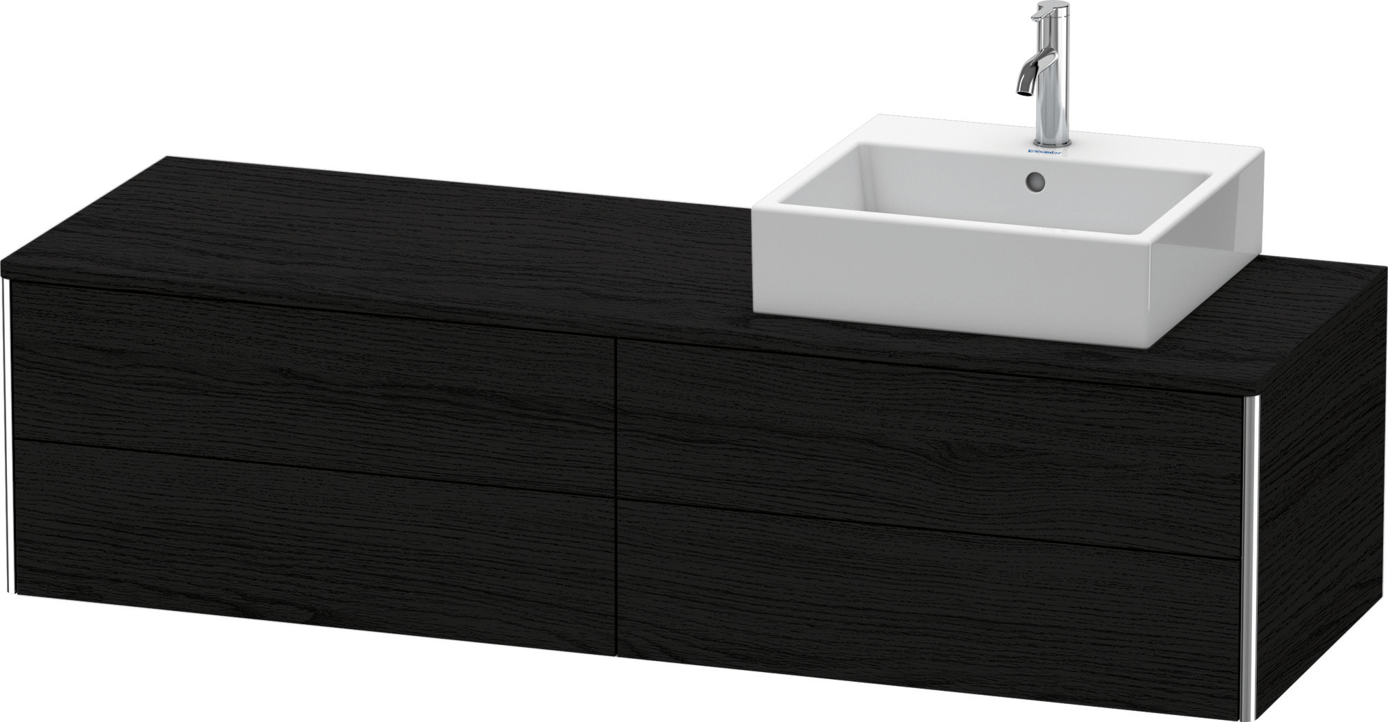 Duravit WTU XSquare, 4 SK, wandh, Becken re 400x1600x548mm, Eiche Schwarz,