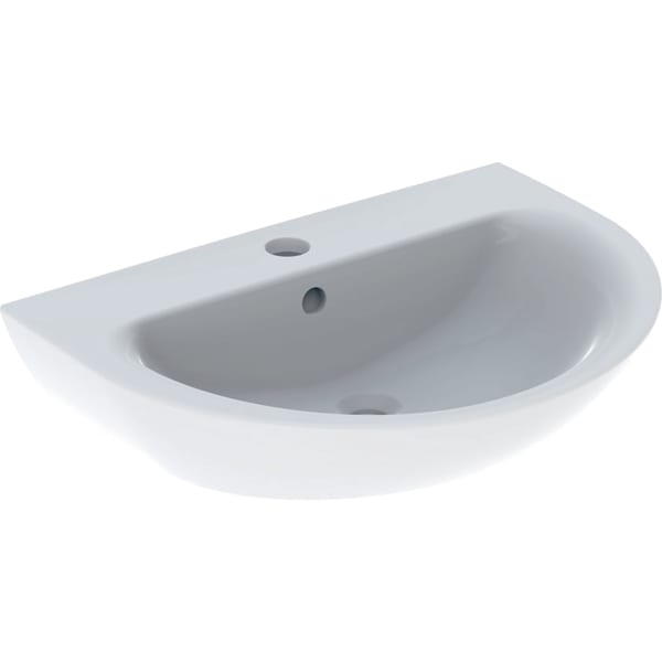 Geberit Renova Waschtisch, 70x52cm m. Hl. mittig, m. Ül., weiß, KeraTect