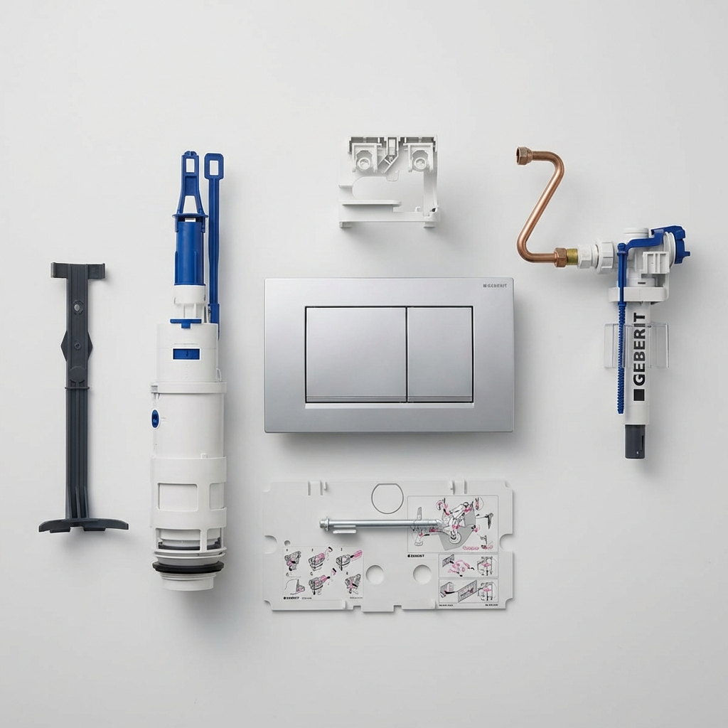 Geberit Umbauset AP und Drückerplatte Twinline 30 mattchrom-lackiert