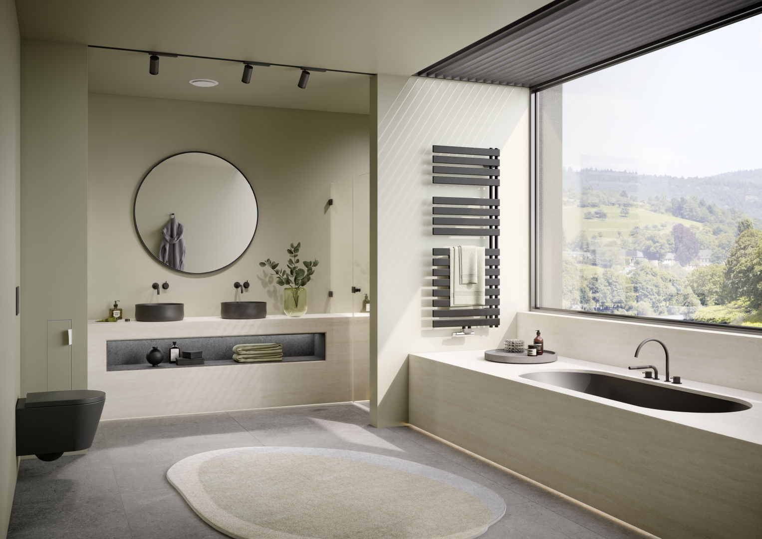 Kermi Credo Half flat, 1000x600x37 mm QN=520 W,RAL9016,links,Mittenanschluss