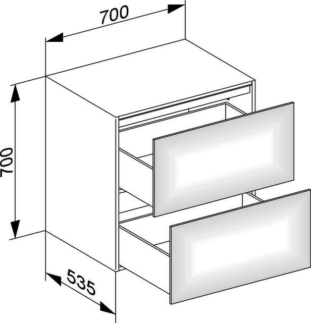KEUCO Sideboard Edition 11 31323, 2 Auszüge, cashmere/Glas cashmere
