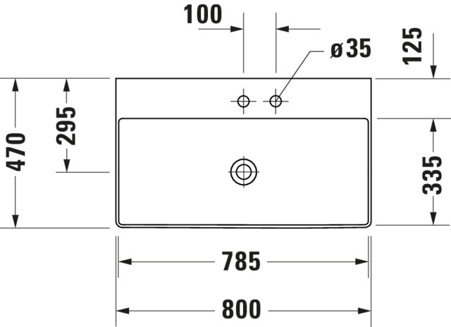 DU Möbelwaschtisch DuraSquare 800mm o.ÜL,mit HLB,o.HL,weiß,geschliffen