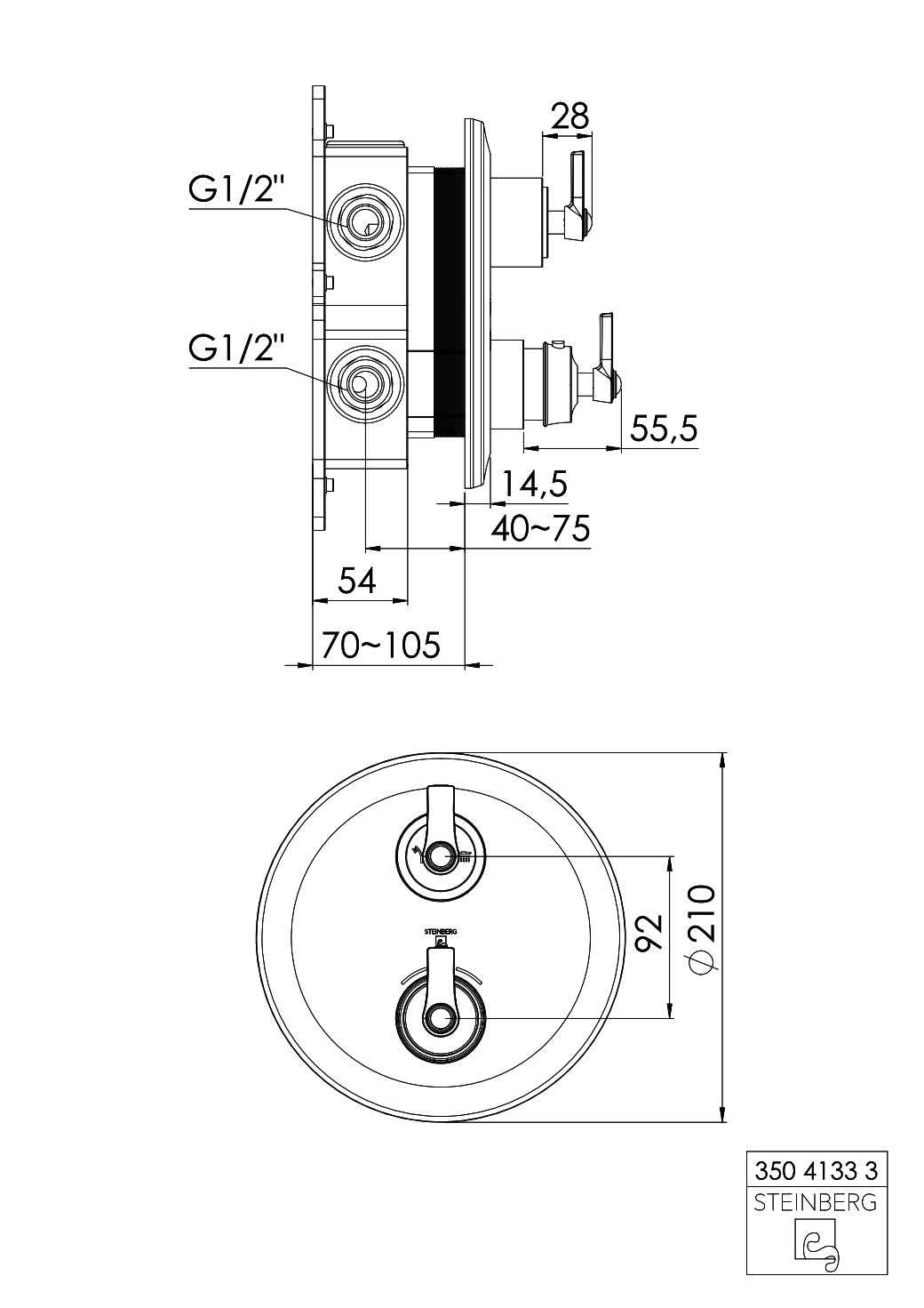 ST FMS für Unterputzthermostat 350 4133 3, chrom